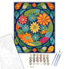 Számfestő.hu Színes Virágos Mandala - számfestő készlet – 80×100 cm (Keretre feszítve) kreatív és készségfejlesztő