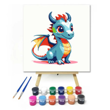 Számfestő.hu Szivárvány sárkány - gyerek számfestő készlet – 40×40 cm (Keretre feszítve) kreatív és készségfejlesztő