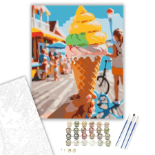 Számfestő.hu Szivárványfagyi a Tengerparton - számfestő készlet – 60×70 cm (Keretre feszítve) kreatív és készségfejlesztő