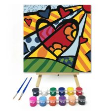 Számfestő.hu Szivecske - gyerek számfestő készlet – 50×50 cm (Keretre feszítve) kreatív és készségfejlesztő