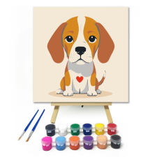 Számfestő.hu Szíves kutyus - gyerek számfestő készlet – 20×20 cm (Keretre feszítve) kreatív és készségfejlesztő