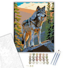 Számfestő.hu Szürke Farkas a Hegyekben - számfestő készlet – 40×50 cm (Keretre feszítve) kreatív és készségfejlesztő