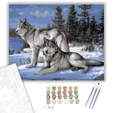 Számfestő.hu Szürke farkasok - számfestő készlet – 60×70 cm (Keret nélkül) kreatív és készségfejlesztő
