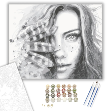 Számfestő.hu Szürke tollakkal - számfestő készlet – 40×50 cm (Keretre feszítve) kreatív és készségfejlesztő