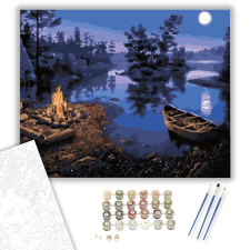 Számfestő.hu Tábortűz a Folyónál - számfestő készlet – 40×50 cm (Keretre feszítve) kreatív és készségfejlesztő