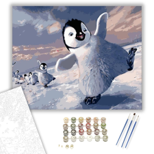 Számfestő.hu Táncoló pingvinek - számfestő készlet – 40×50 cm (Keretre feszítve) kreatív és készségfejlesztő