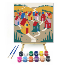 Számfestő.hu Tarka házikók útvesztője - gyerek számfestő készlet – 40×40 cm (Keret nélkül) kreatív és készségfejlesztő