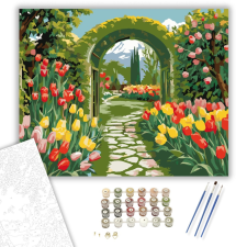 Számfestő.hu Tavaszi Rózsaív a Kertben - számfestő készlet – 40×50 cm (Keretre feszítve) kreatív és készségfejlesztő