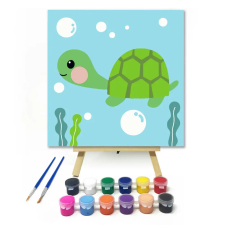 Számfestő.hu Teknős a Vízben - gyerek számfestő készlet – 50×50 cm (Keret nélkül) kreatív és készségfejlesztő