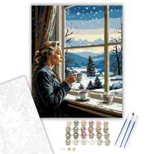 Számfestő.hu Téli Ablakrámás Elmélkedés - számfestő készlet – 50×60 cm (Keretre feszítve) kreatív és készségfejlesztő