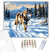 Számfestő.hu Téli Farkas Vándorlás - számfestő készlet – 60×70 cm (Keretre feszítve) kreatív és készségfejlesztő