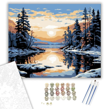 Számfestő.hu Téli Naplemente - számfestő készlet – 50×60 cm (Keret nélkül) kreatív és készségfejlesztő