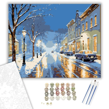 Számfestő.hu Téli Sétány Nyugalma - számfestő készlet – 80×100 cm (Keretre feszítve) kreatív és készségfejlesztő