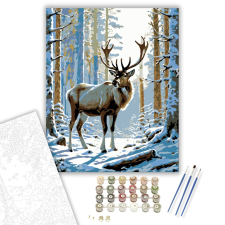 Számfestő.hu Téli Szarvas Harmónia - számfestő készlet – 40×50 cm (Keretre feszítve) kreatív és készségfejlesztő