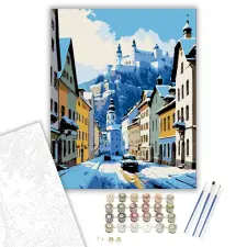 Számfestő.hu Téli Városi Harmónia - számfestő készlet – 80×100 cm (Keret nélkül) kreatív és készségfejlesztő