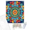 Számfestő.hu Természet ihlette Mandala Levelekkel és Virágokkal - számfestő készlet – 40×50 cm (Keretre feszítve)
