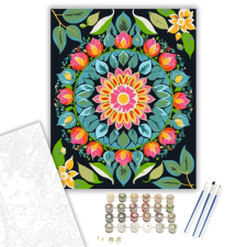 Számfestő.hu Természet ihlette Mandala Virágokkal - számfestő készlet – 40×50 cm (Keretre feszítve) kreatív és készségfejlesztő