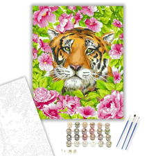 Számfestő.hu Tigris virágban - számfestő készlet – 80×100 cm (Keret nélkül) kreatív és készségfejlesztő