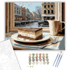 Számfestő.hu Tiramisu Kávéházi Ablaknál - számfestő készlet – 80×100 cm (Keret nélkül) kreatív és készségfejlesztő