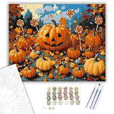 Számfestő.hu Töklámpás és cukorkák - számfestő készlet – 50×60 cm (Keret nélkül) kreatív és készségfejlesztő