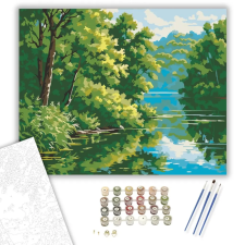 Számfestő.hu Tóparti Cserjés Nyugalom - számfestő készlet – 50×60 cm (Keret nélkül) kreatív és készségfejlesztő