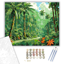 Számfestő.hu Trópusi Esőerdő Pálmafákkal - számfestő készlet – 40×50 cm (Keretre feszítve) kreatív és készségfejlesztő