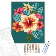 Számfestő.hu Trópusi Mandala Hibiszkusz Virágokkal - számfestő készlet – 60×70 cm (Keretre feszítve) kreatív és készségfejlesztő