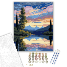 Számfestő.hu Tükröződő Hegyek Harmóniája - számfestő készlet – 40×50 cm (Keretre feszítve) kreatív és készségfejlesztő
