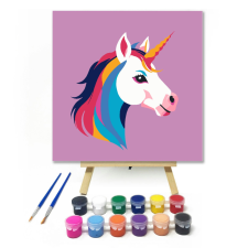 Számfestő.hu Unikornis - gyerek számfestő készlet – 20×20 cm (Keretre feszítve) kreatív és készségfejlesztő