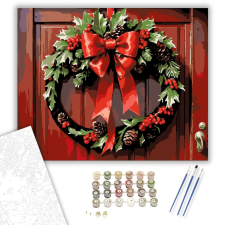 Számfestő.hu Ünnepi Ajtódísz Harmóniája - számfestő készlet – 40×50 cm (Keretre feszítve) kreatív és készségfejlesztő