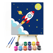 Számfestő.hu Űrhajó - gyerek számfestő készlet – 20×20 cm (Keretre feszítve) kreatív és készségfejlesztő