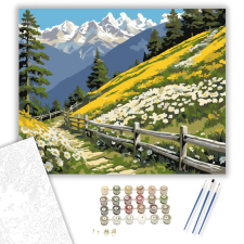 Számfestő.hu Vadvirágos Hegyi Lejtő - számfestő készlet – 40×50 cm (Keretre feszítve) kreatív és készségfejlesztő