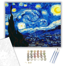 Számfestő.hu Van Gogh Csillagos Éj - számfestő készlet – 40×50 cm (Keretre feszítve) kreatív és készségfejlesztő