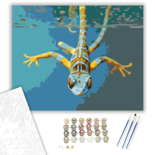 Számfestő.hu Vidám Gekkó Üvegfelületen - számfestő készlet – 40×50 cm (Keretre feszítve) kreatív és készségfejlesztő