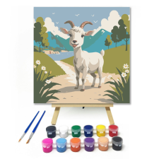 Számfestő.hu Vidám kecske túrán - gyerek számfestő készlet – 20×20 cm (Keretre feszítve) kreatív és készségfejlesztő