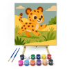 Számfestő.hu Vidám Leopárdkölyök a Szavannán - gyerek számfestő készlet – 20×20 cm (Keretre feszítve)