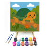 Számfestő.hu Vidám Teknős a Virágos Ösvényen - gyerek számfestő készlet – 20×20 cm (Keretre feszítve)