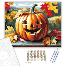 Számfestő.hu Vidám töklámpás - számfestő készlet – 60×70 cm (Keretre feszítve) kreatív és készségfejlesztő