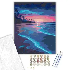 Számfestő.hu Világító Hullámok Éjszakája - számfestő készlet – 60×70 cm (Keretre feszítve) kreatív és készségfejlesztő