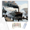 Számfestő.hu Vintage Gőzhajó Ködfátyolos Kikötőben - számfestő készlet – 40×50 cm (Keretre feszítve)