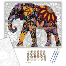 Számfestő.hu Virágból Készült Elefánt - számfestő készlet – 40×50 cm (Keretre feszítve) kreatív és készségfejlesztő
