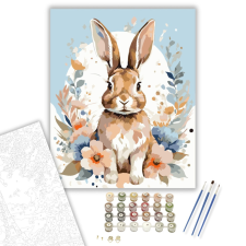 Számfestő.hu Virágokkal Körülvett Nyuszi - számfestő készlet – 40×50 cm (Keretre feszítve) kreatív és készségfejlesztő