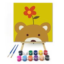 Számfestő.hu Virágos Maci - gyerek számfestő készlet – 20×20 cm (Keretre feszítve) kreatív és készségfejlesztő