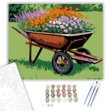 Számfestő.hu Virágos Taliga Harmóniája - számfestő készlet – 60×70 cm (Keretre feszítve) kreatív és készségfejlesztő