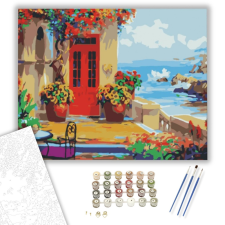 Számfestő.hu Virágos Terasz - számfestő készlet – 40×50 cm (Keretre feszítve) kreatív és készségfejlesztő