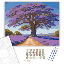 Számfestő.hu Virágzó Jacaranda Fa - számfestő készlet – 80×100 cm (Keretre feszítve) kreatív és készségfejlesztő