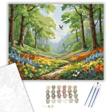 Számfestő.hu Virágzó Tavaszi Erdő - számfestő készlet – 60×70 cm (Keret nélkül) kreatív és készségfejlesztő