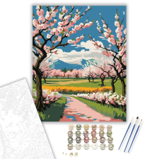 Számfestő.hu Virágzó Tavaszi Út - számfestő készlet – 40×50 cm (Keretre feszítve) kreatív és készségfejlesztő