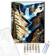 Számfestő.hu Yellowstone Nemzeti Park Vízesése - számfestő készlet – 50×60 cm (Keret nélkül) kreatív és készségfejlesztő