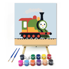 Számfestő.hu Zöld gőzös - gyerek számfestő készlet – 20×20 cm (Keretre feszítve) kreatív és készségfejlesztő